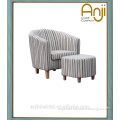 Wooden Frame Stripe Fabric Tub Chair For Living Room And Hotel